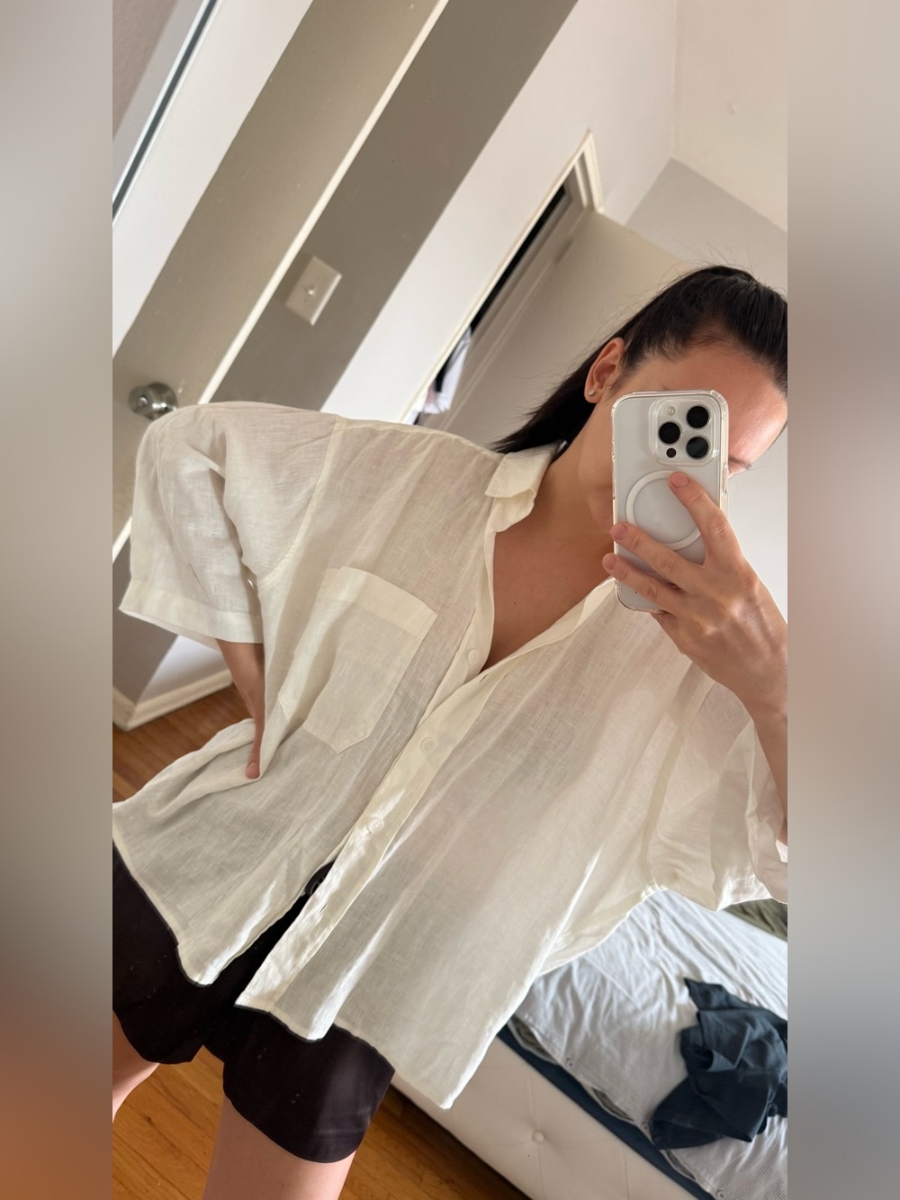 Relaxed Cream Button-Down Women’s shirt